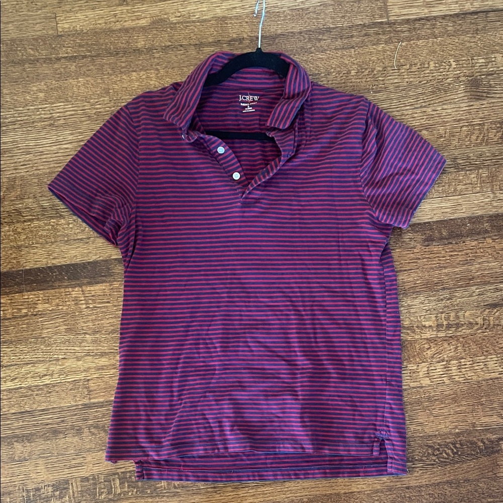 J. Crew Burgundy and Navy Striped Polo